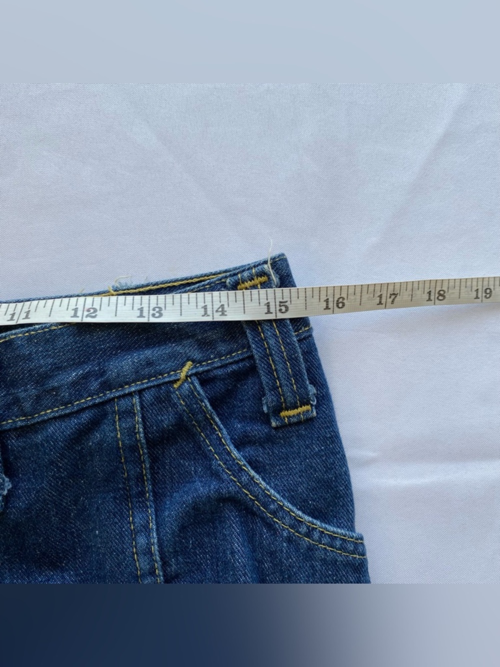 Rare Lee Leens Vintage 1970's Indigo Wash Denim Country Flared Jeans Size 30x32 - Picture 13 of 16